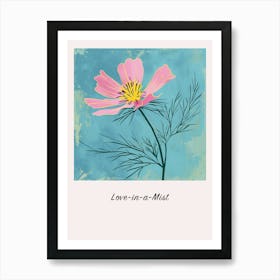 Love In A Mist 4 Square Flower Illustration Poster Art Print