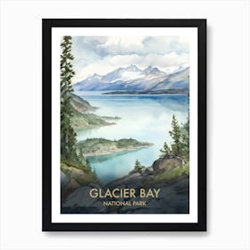 Glacier Bay National Park Watercolour Vintage Travel Poster 2 Art Print