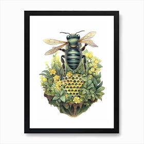 Cuckoo Wasp Bee Beehive Watercolour Illustration 1 Art Print