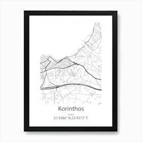 Korinthos,Greece Minimalist Map Art Print