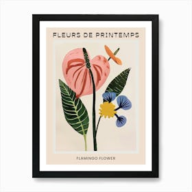 Spring Floral French Poster  Flamingo Flower 4 Art Print