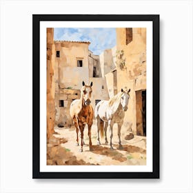 Horses Painting In Siena, Italy 2 Art Print