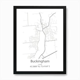 Buckingham,Canada Minimalist Map Art Print