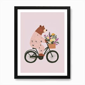 Bear Riding A Bike Art Print