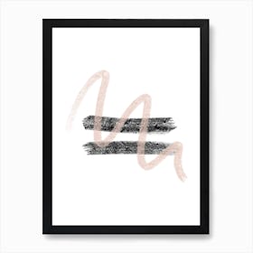 Dalia Chalk Pink And Black Line Contrast Art Print