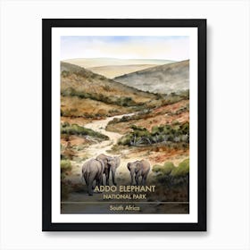Addo Elephant National Park South Africa Watercolour 4 Art Print