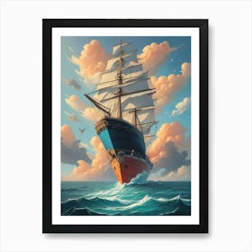 Sailing Ship In The Sky Art Print