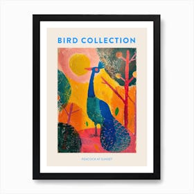 Peacock At Sunset Painting 1 Poster Art Print