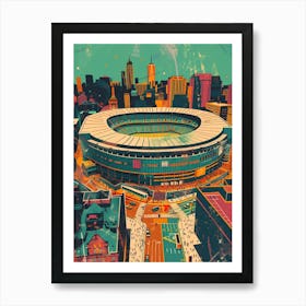 Madison Square Garden New York Colourful Silkscreen Illustration 2 Art Print