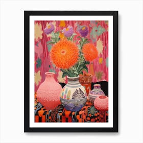 Cactus Painting Maximalist Still Life Hedgehog Cactus 3 Art Print