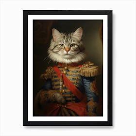 Cat In Royal Clothing Rococo Style 1 Art Print