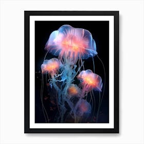 Portuguese Man Of War Jellyfish Neon Illustration 9 Art Print