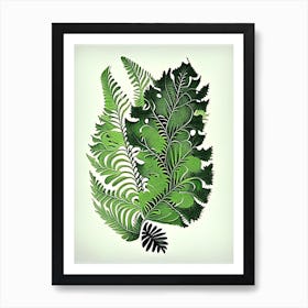 Christmas Fern Wildflower Vintage Botanical 2 Art Print