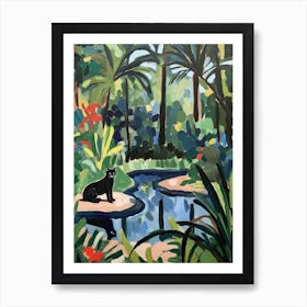 Painting Of A Cat In Royal Botanic Garden, Melbourne In The Style Of Matisse 03 Art Print