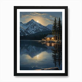 Cabin By The Lake 2 Art Print