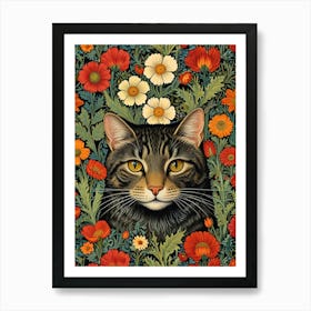 William Morris Cat In Flowers 1 Art Print