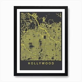 Hollywood Map Neon Art Print