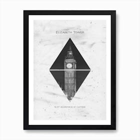 London Elizabeth Tower Coordinates Art Print