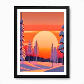 Lapland Retro Sunset Art Print
