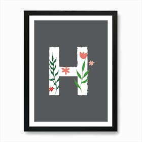 Bedroom Decor White Floral Letters 08 Art Print