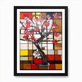 Apple With A Cat 2 De Stijl Style Mondrian Art Print