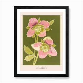 Pink & Green Hellebore 2 Flower Poster Art Print