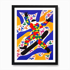 Snowboarding In The Style Of Matisse 3 Art Print