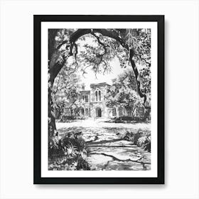 The Blanton Museum Of Art Austin Texas Black And White Drawing 1 Art Print