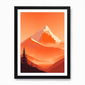 Misty Mountains Vertical Composition In Orange Tone 331 Art Print