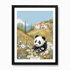 Giant Panda In A Field Of Flowers Poster 1 Art Print