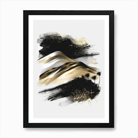 Gold And Black Abstract Painting 10 Art Print