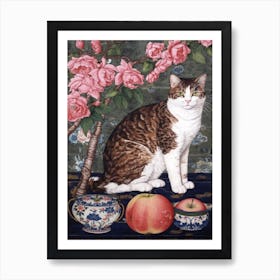 Apple Blossom With A Cat 1 William Morris Style Art Print