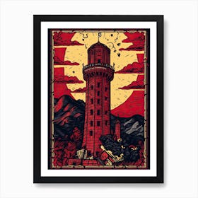 The Tower Tarot Card, Vintage 2 Art Print