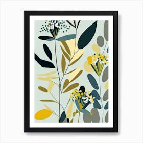 Wild Quinine Wildflower Modern Muted Colours 2 Art Print