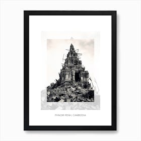 Poster Of Phnom Penh, Cambodia, Black And White Old Photo 3 Art Print