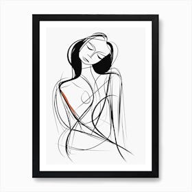 Drawing Of A Woman, line art Art Print