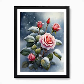 Snow Roses 1 Art Print