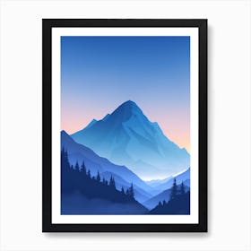 Misty Mountains Vertical Composition In Blue Tone 114 Art Print