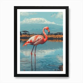 Greater Flamingo African Rift Valley Tanzania Tropical Illustration 5 Art Print