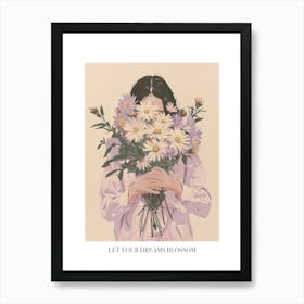 Let Your Dreams Blossom Poster Spring Girl With Purple Flowers 1 Art Print