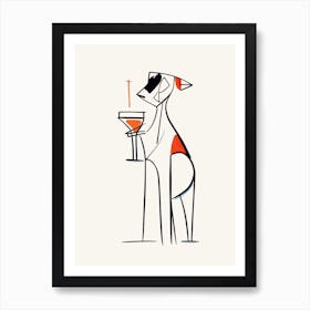 Dog And Cocktail Line Art 2 Art Print