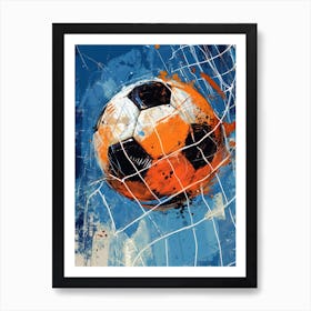 Soccer Ball In Net sport football Art Print