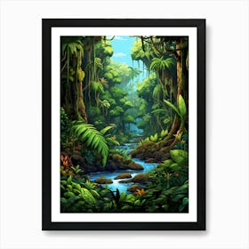 Daintree Rainforest Pixel Art 3 Art Print