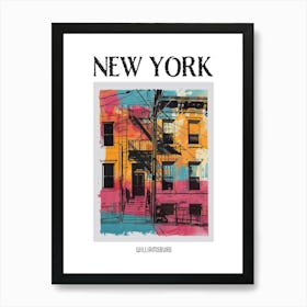 Williamsburg New York Colourful Silkscreen Illustration 4 Poster Art Print