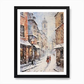 Vintage Winter Painting Prague Czech Republic Art Print