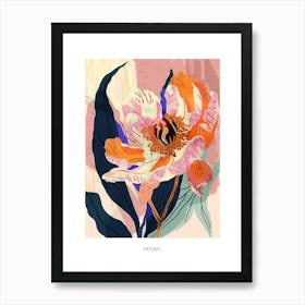 Colourful Flower Illustration Poster Peony 1 Art Print