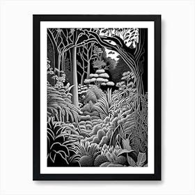 Denver Botanic Gardens, 1, Usa Linocut Black And White Vintage Art Print