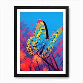 Pop Art Common Blue Butterfly 2 Art Print