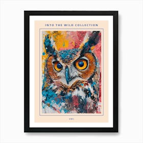 Kitsch Colourful Owl Collage 6 Poster Art Print