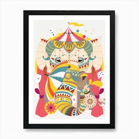 Elephant In The Circus With Magic Props Art Print